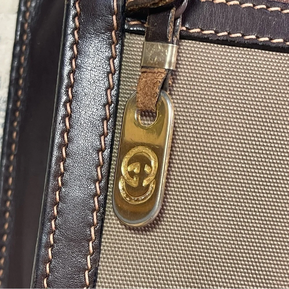 Gucci canvas and leather briefcase - laptop bag Vintage 50s